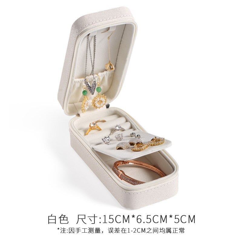 Alenvenuew 2023 Candy Color Girls And Women Portable Rectangular Earrings Ring Necklace Earrings Pu Jewelry Storage Box