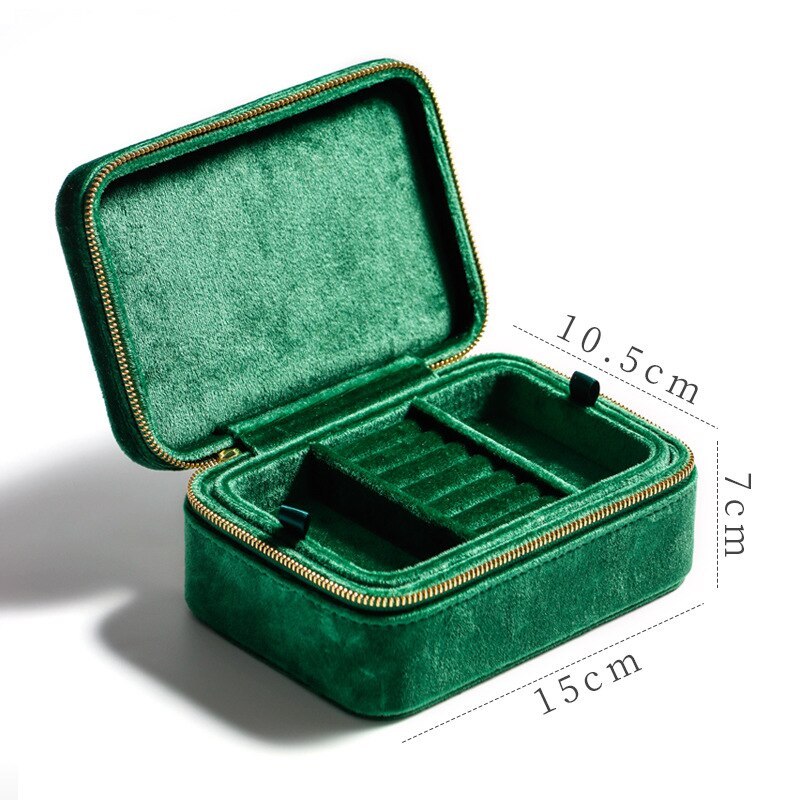 Alenvenew 2023 Flannelette Portable Travel European Necklace Velvet With Mirror Jewelry Box For Women Girls Small