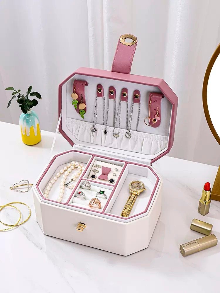 Alenvenew New High Quality  Exquisite Light Luxury Earrings Necklace Bracelet Three-Gold Hairpin, Net Red Jewelry Box for Women