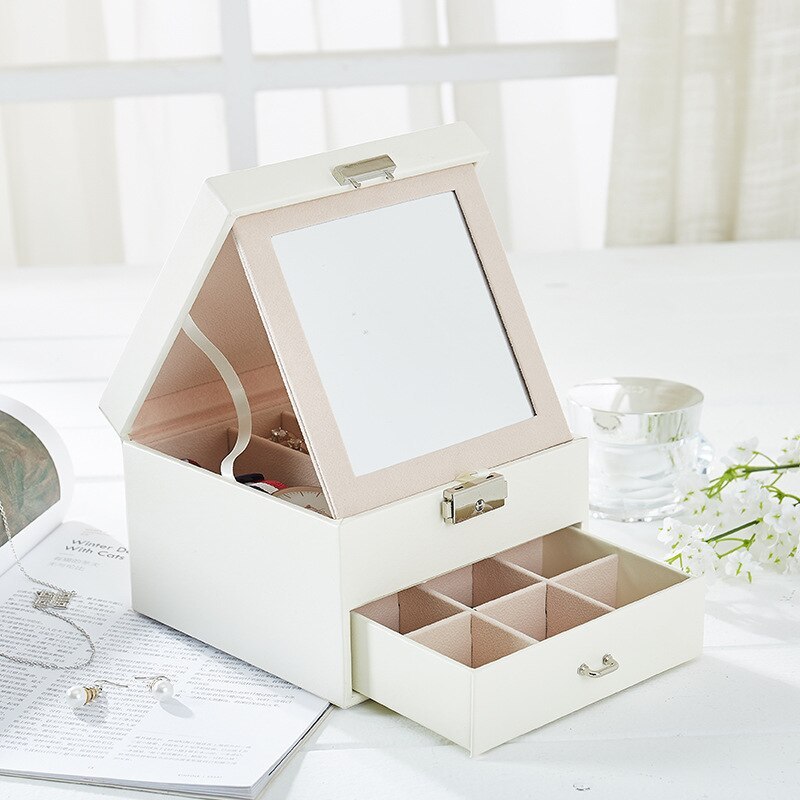 Alenvenew 2023 Simple Double-Layer Small Red Book Drawer Creative Earrings Ring Lipstick Jewelry Storage Box