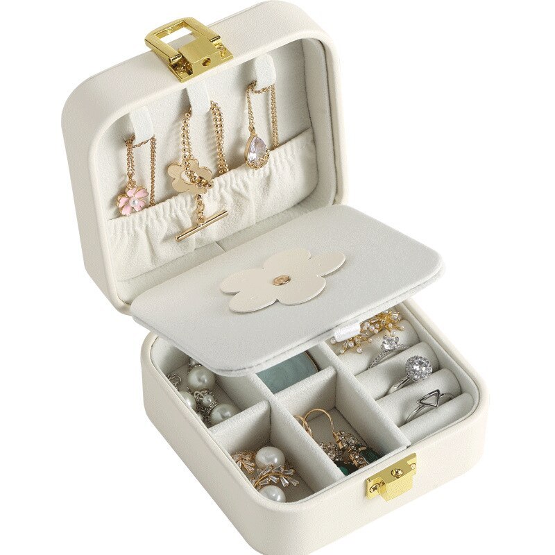 Alenvenew 2023 Women High Quality Portable Dust ProofJewelry Box Manager Leather Fashion Storage