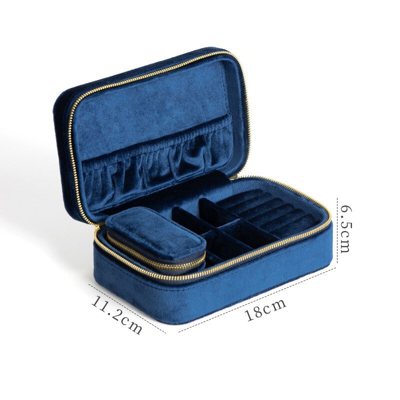 Alenvenew 2023 Flannelette Portable Travel European Necklace Velvet With Mirror Jewelry Box For Women Girls Small
