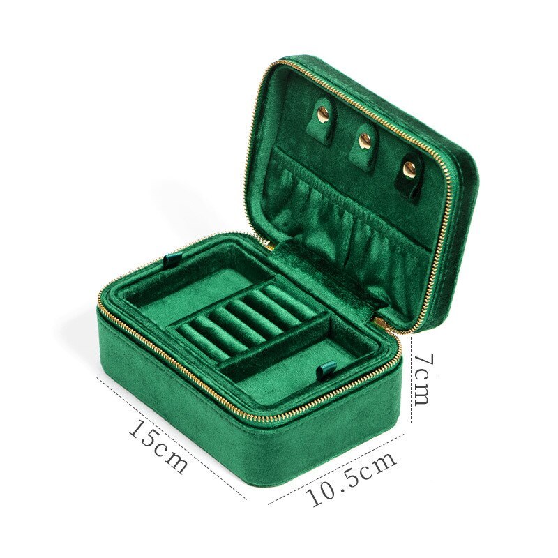 Alenvenew 2023 Flannelette Portable Travel European Necklace Velvet With Mirror Jewelry Box For Women Girls Small
