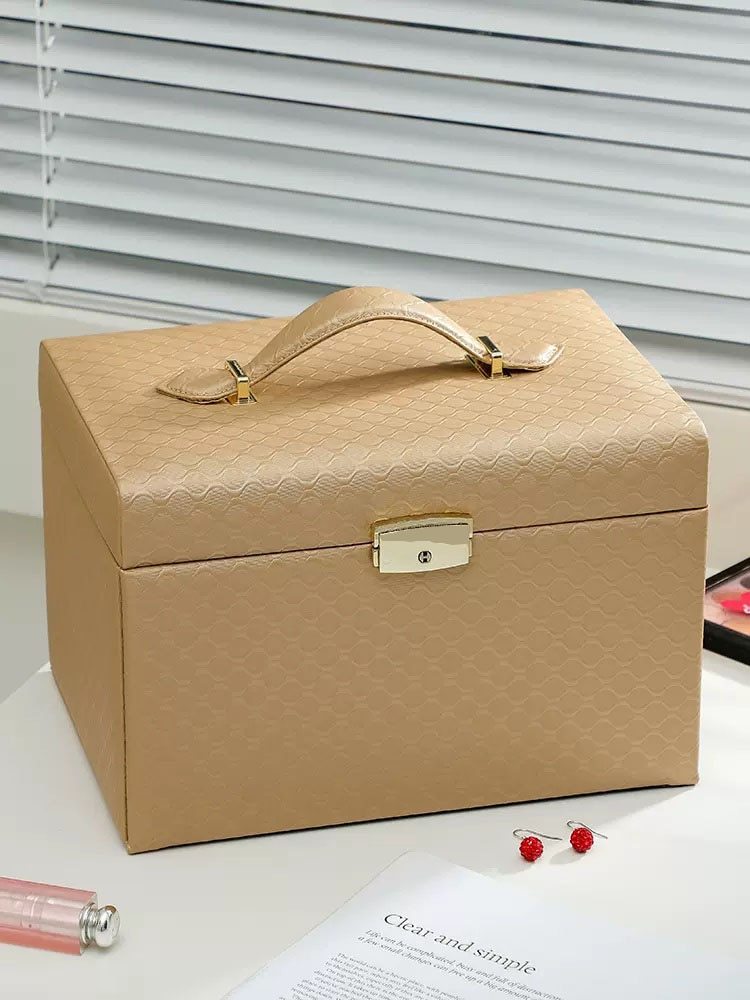 Alenvenew 2023 High Quality Large Leather Jewelry Box with Lock Necklace Bracelet Earrings High-Grade Exquisite Gold Storage
