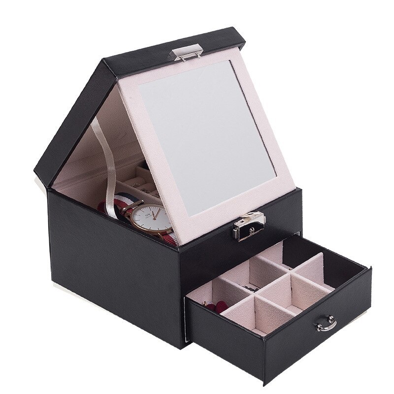 Alenvenew 2023 Simple Double-Layer Small Red Book Drawer Creative Earrings Ring Lipstick Jewelry Storage Box