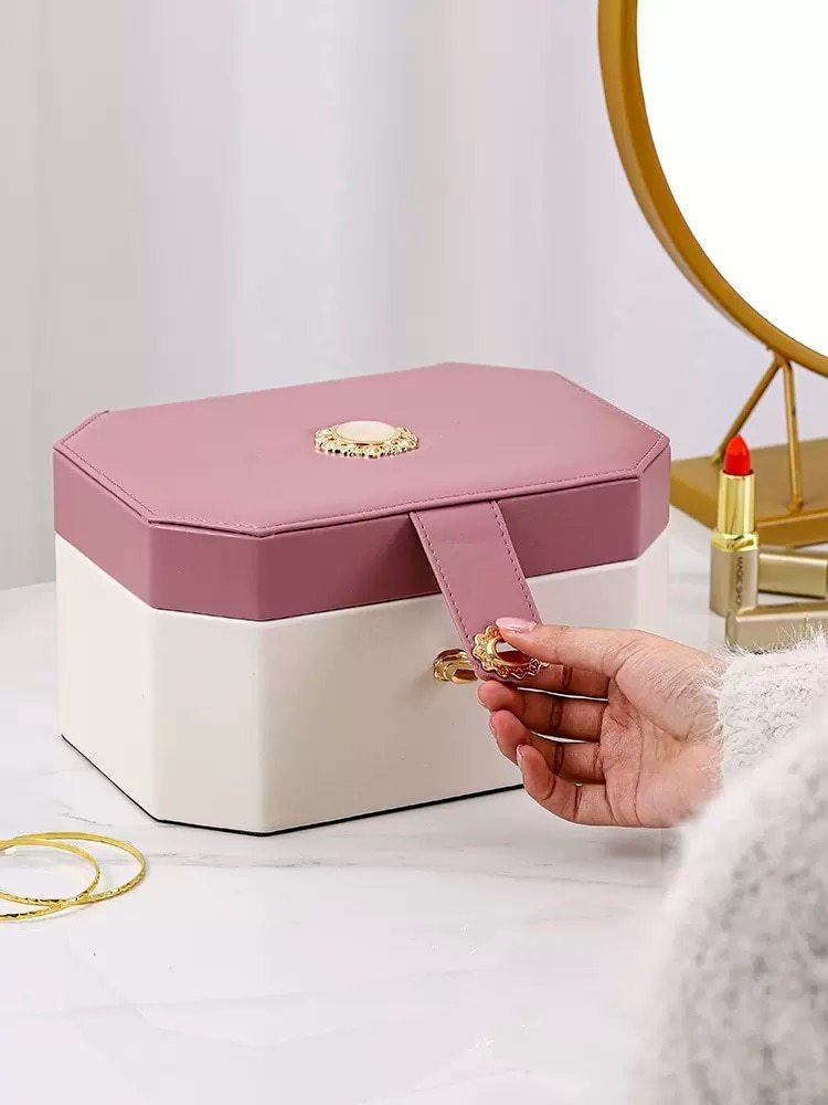 Alenvenew New High Quality  Exquisite Light Luxury Earrings Necklace Bracelet Three-Gold Hairpin, Net Red Jewelry Box for Women