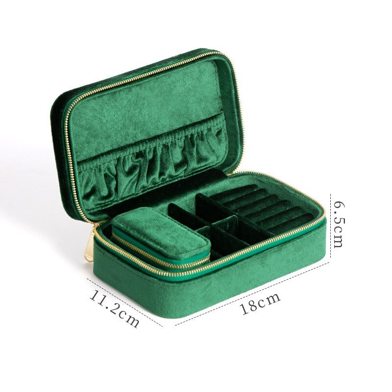 Alenvenew 2023 Flannelette Portable Travel European Necklace Velvet With Mirror Jewelry Box For Women Girls Small