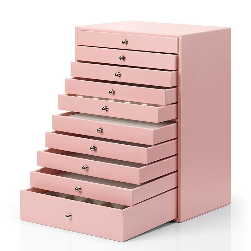 Alenvenew 2023 Multi-Layer Necklace Earrings Bracelets Dustproof 10-floor High-Capacity High-End Luxury Jewelry Storage Cabinet