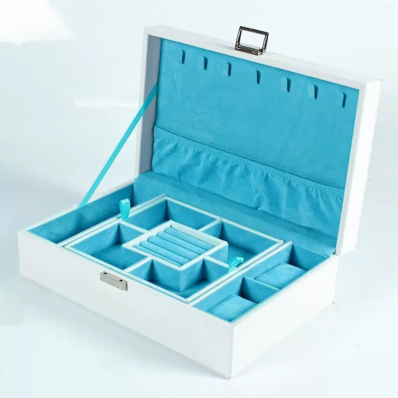 Alenvenew  2023 High Quality Jewelry Box Organizer for Women Girls 2 Layer Large  Case  Leather Display Storage