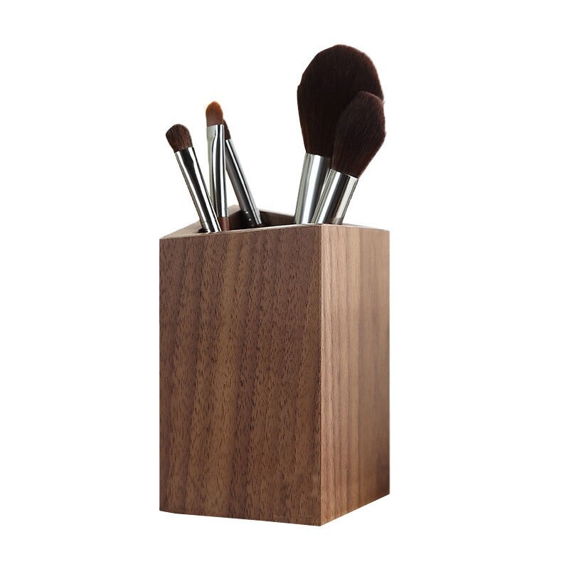 Alenvenuew 2023 Solid Wood Household Walnut Makeup Brush And Other Supplies Storage Box