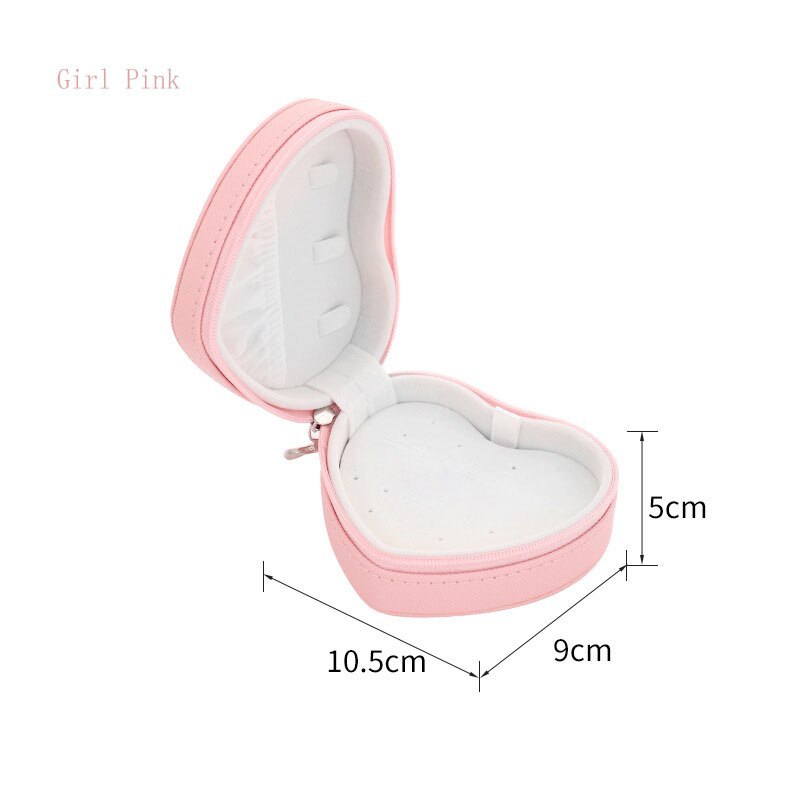 Alenvenew 2023 Simple And Convenient Home Travel Earrings Necklace Ring Heart Shaped Jewelry Storage Box