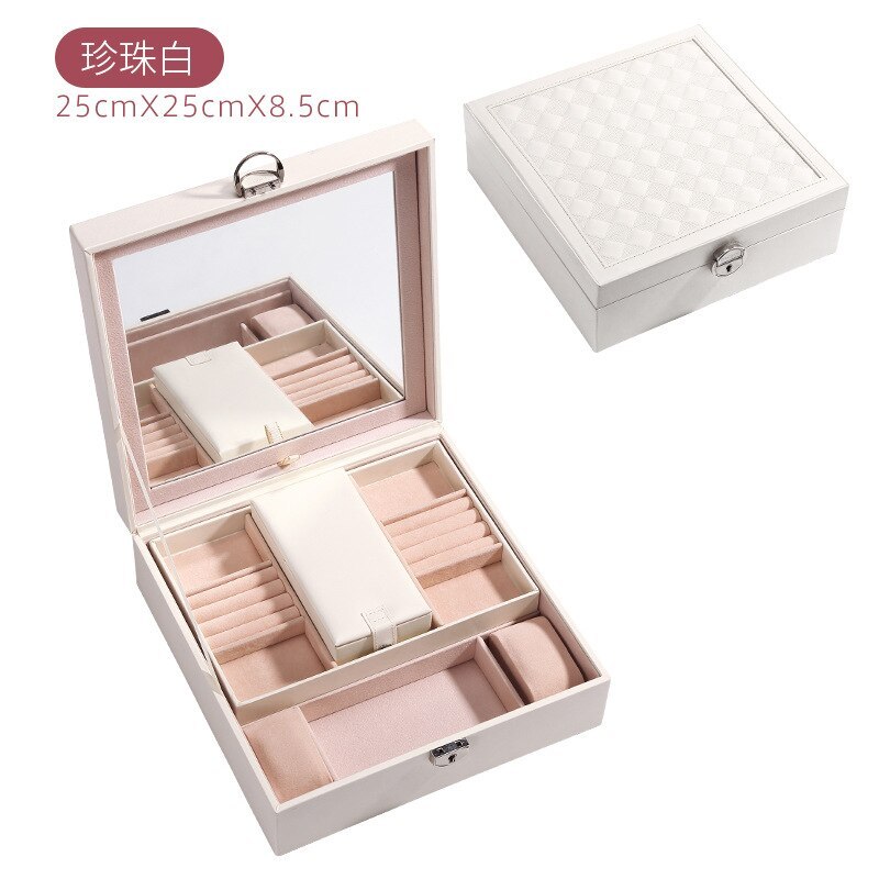 Alenvenew New High Quality Jewelry Box for Women Girls Large Capacity Organizer  Storage for Earrings Necklace With Mirror
