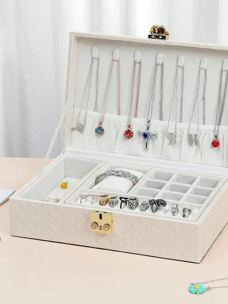 2023 New Lockable High-End Exquisite Light Luxury Earrings Necklace Ring Jewelry Storage Box