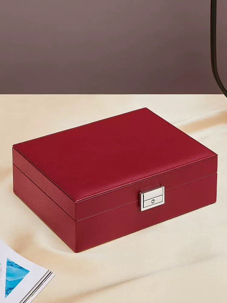 Alenvenew 2023 New High-End Exquisite Lock Net Red Necklace Earrings Bracelet Light Luxury Jewelry Storage Box