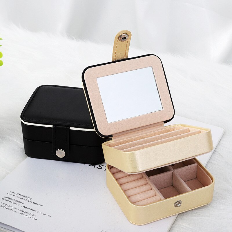 Alenvenew High Quality Dustproof Leather Jewelry Box 3-Layer Display Case of Rings Earrings Necklace Bracelets for Women