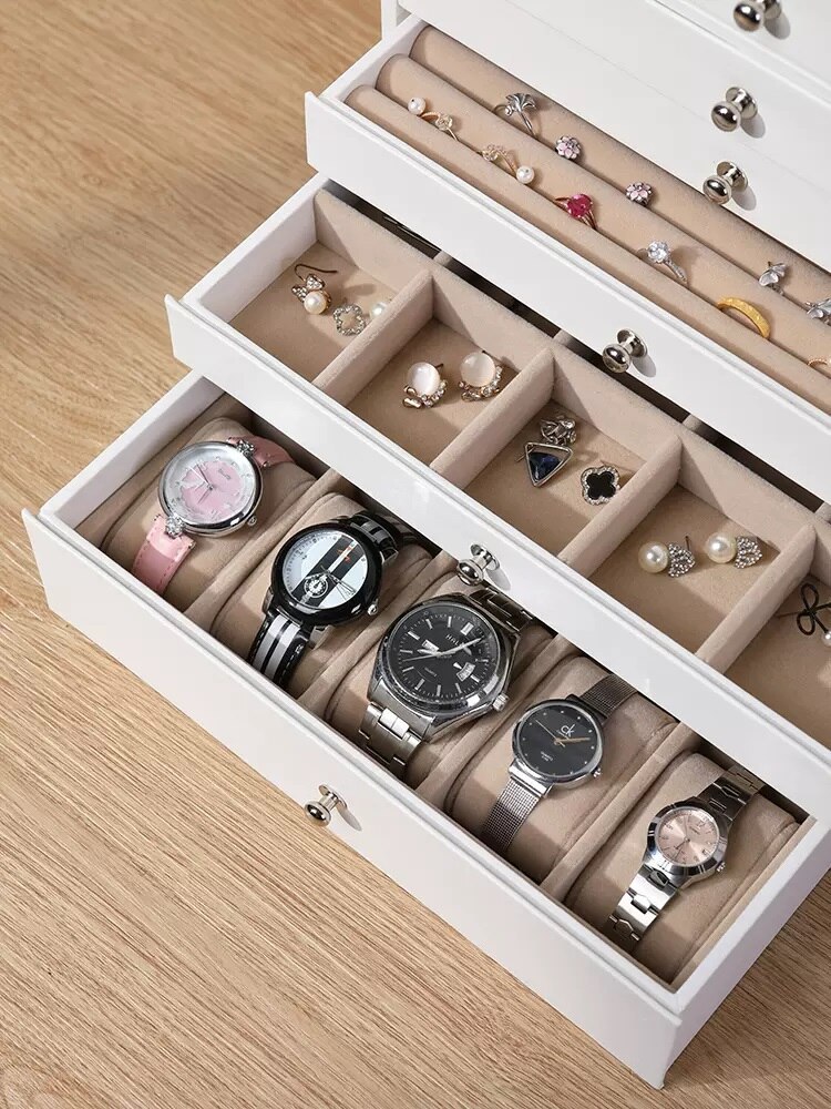 Alenvenew 2023 Multi-Layer Necklace Earrings Bracelets Dustproof 10-floor High-Capacity High-End Luxury Jewelry Storage Cabinet