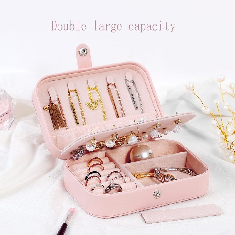 Alenvenew 2023 Flip Travel Double Ring Necklace Earrings Portable Jewelry Storage Box