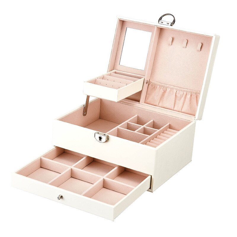 2023New PU Simple Multi Layer Large Capacity  Jewelry Storage Box