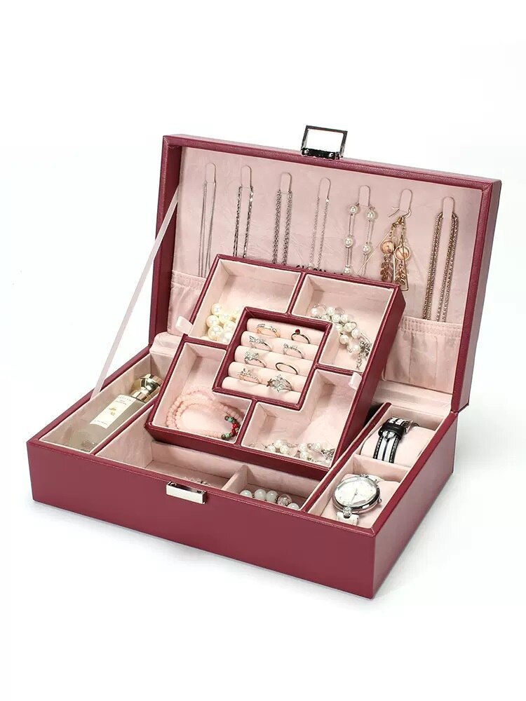 Alenvenew 2023 High-Grade Exquisite Large-Capacity Dust-Proof Necklace Ring Earrings Jewelry Storage box