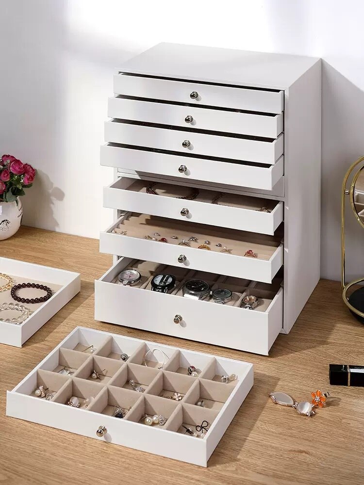 Alenvenew 2023 Multi-Layer Necklace Earrings Bracelets Dustproof 10-floor High-Capacity High-End Luxury Jewelry Storage Cabinet
