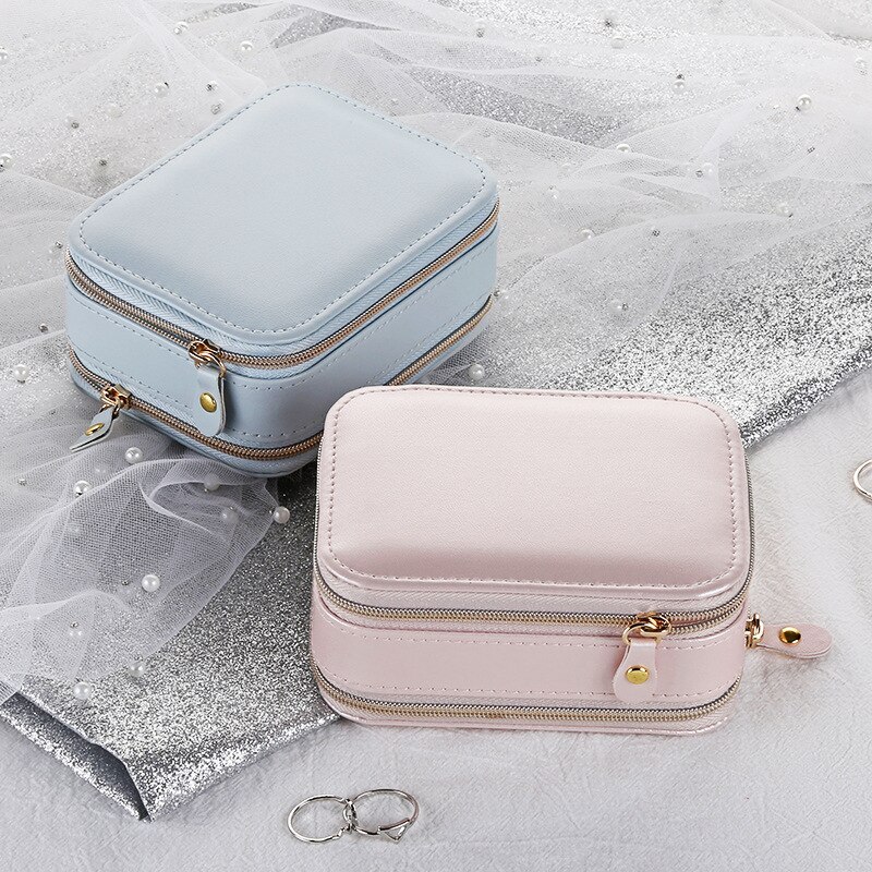 Alenvenew 2023 Simple Zipper Portable Necklace Earring Ring Lipstick Jewelry  Storage Box