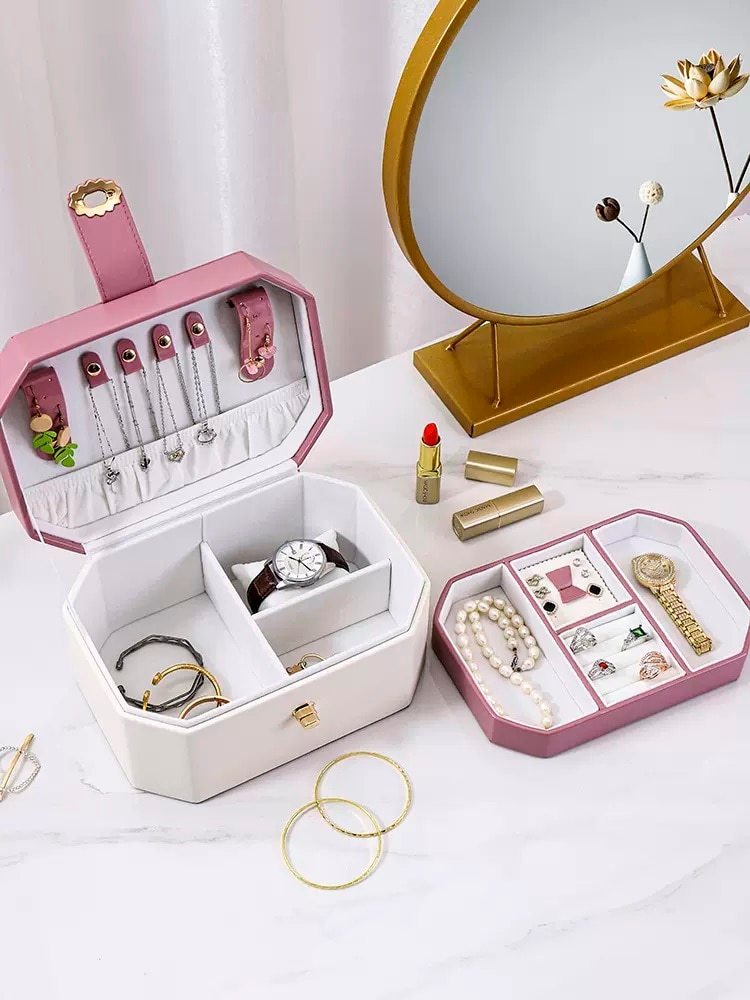 Alenvenew New High Quality  Exquisite Light Luxury Earrings Necklace Bracelet Three-Gold Hairpin, Net Red Jewelry Box for Women