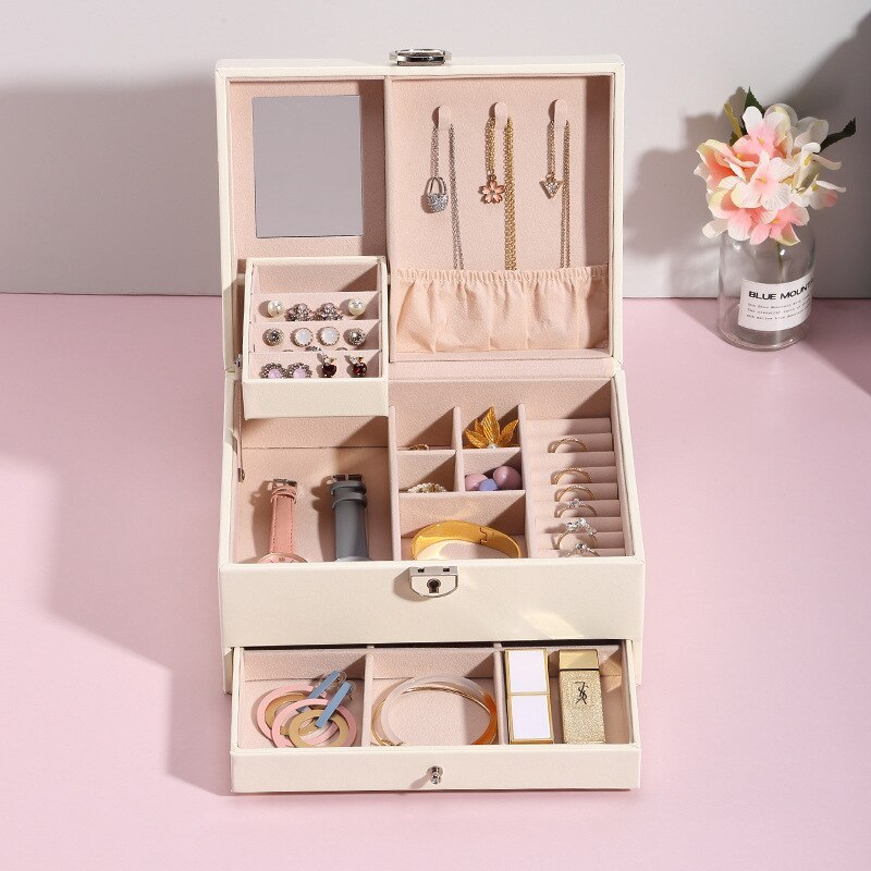 2023New PU Simple Multi Layer Large Capacity  Jewelry Storage Box