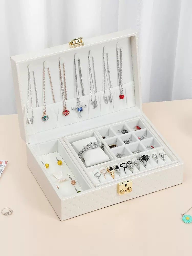 2023 New Lockable High-End Exquisite Light Luxury Earrings Necklace Ring Jewelry Storage Box