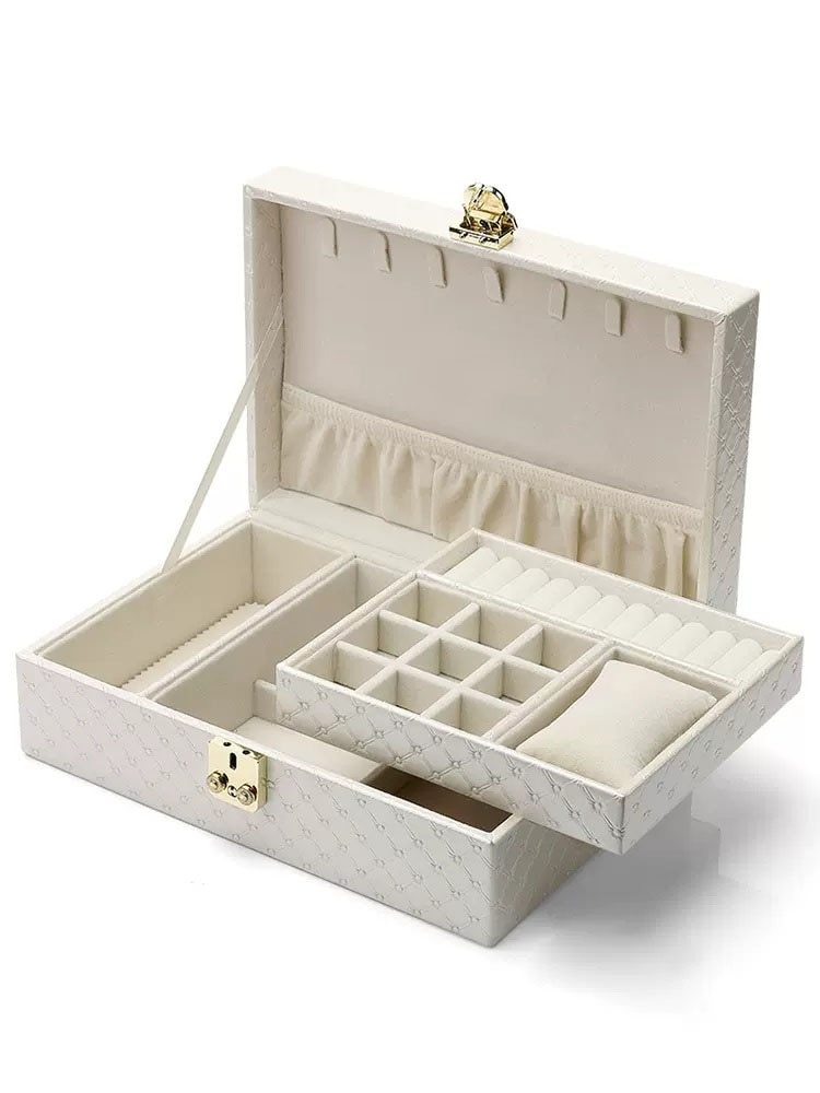 2023 New Lockable High-End Exquisite Light Luxury Earrings Necklace Ring Jewelry Storage Box