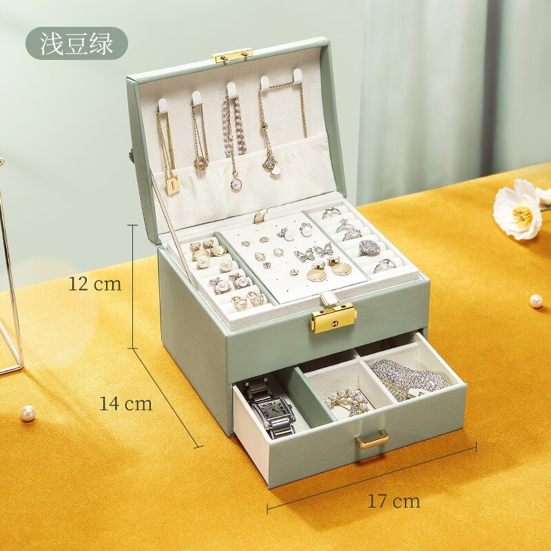 Alenvenew 2023 New Multi-Layer Desktop Home Leather Drawer Large Capacity Earrings Necklace Jewelry Sstorage Box