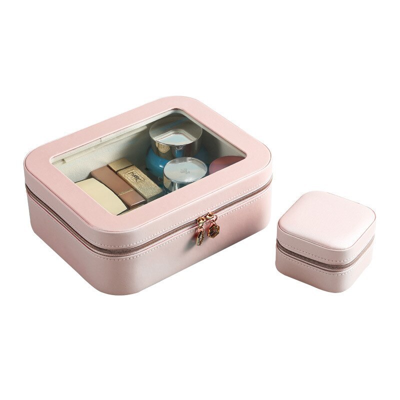 Anevenew  Simple Transparent Flip Earrings, Rings, Multifunctional Jewelry And Cosmetics Storage Box For Children And Mothers