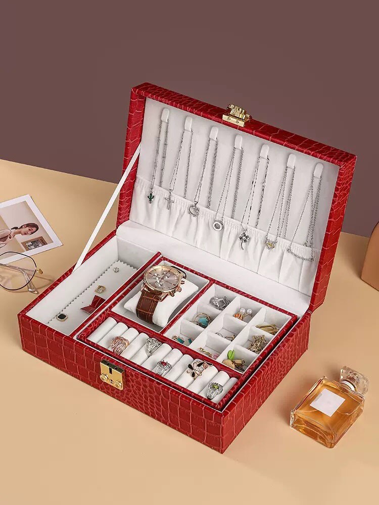Anevenew 2023 New High Grade Exquisite Light Luxury Lockable Women's Gold Handicraft Storage Box