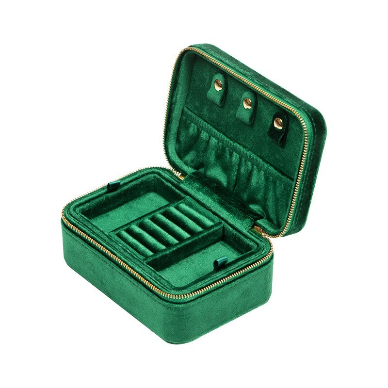 Alenvenew 2023 Flannelette Portable Travel European Necklace Velvet With Mirror Jewelry Box For Women Girls Small