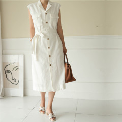 Single Breasted Loose Linen Vest Jacket Waistcoat Women 2020 Summer 100 Wear White Suit Waistcoat With Gary Belt