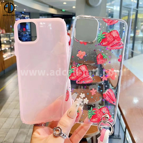 2 in 1 TPU+PC Case with Embossed Patterns and Cute Strap