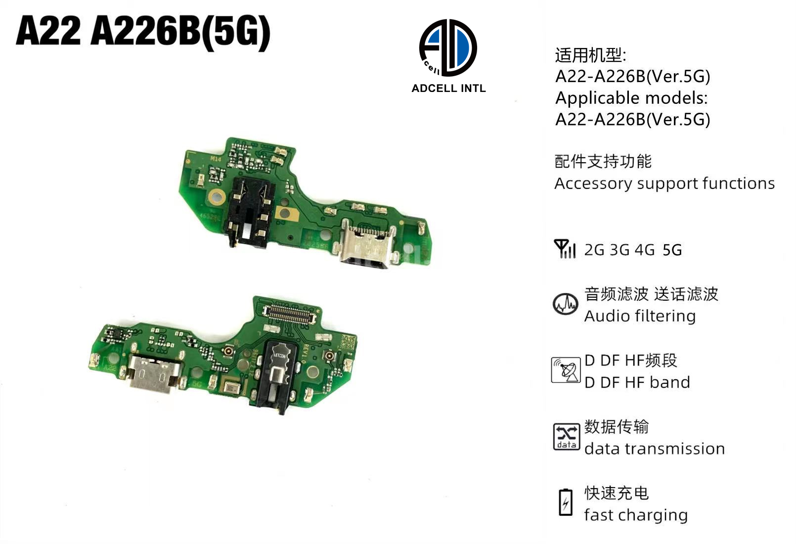 Flex Carga para Samsung A22 A226B 5G Original