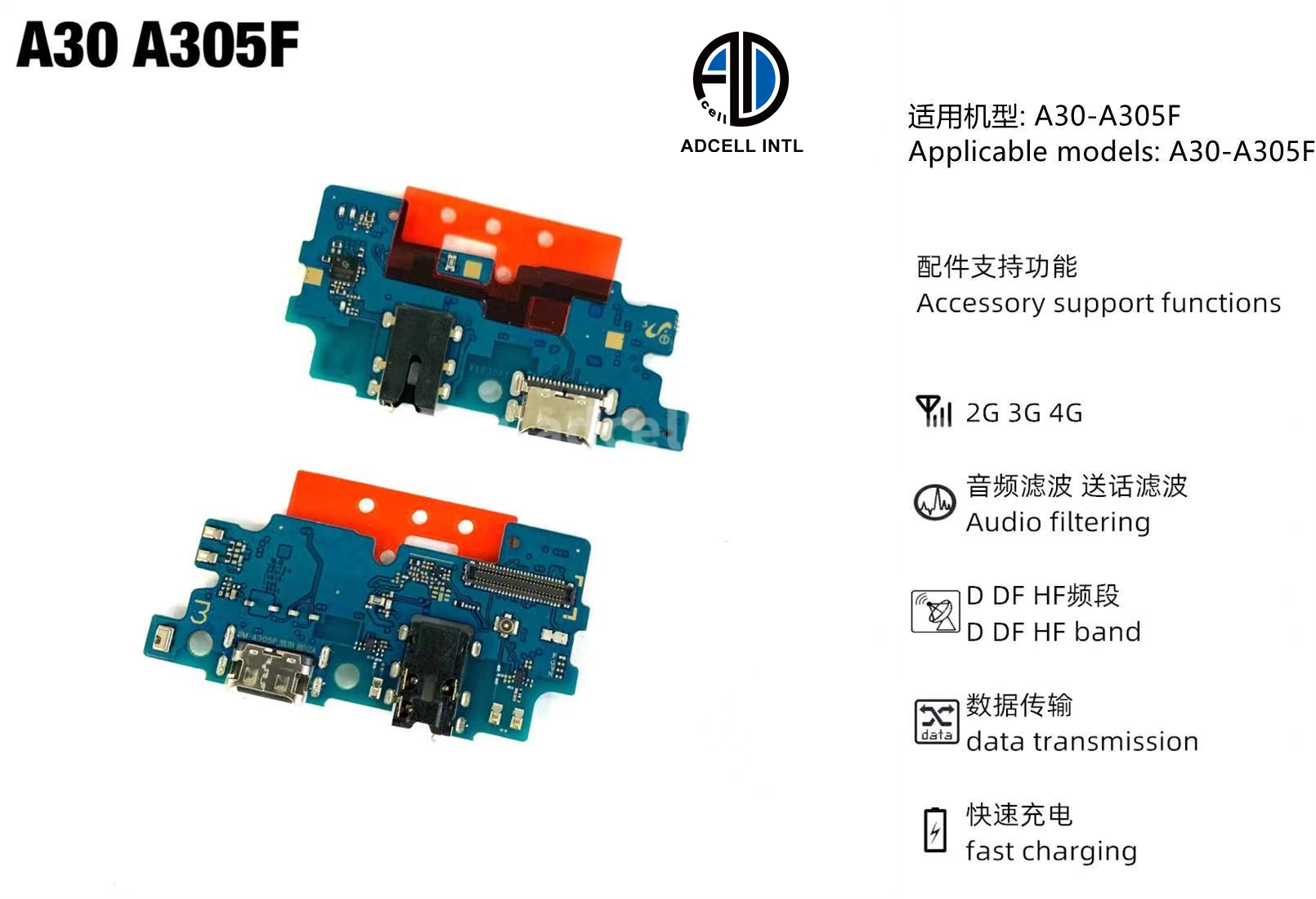 Flex Charging Port for Samsung A30 A305F Original
