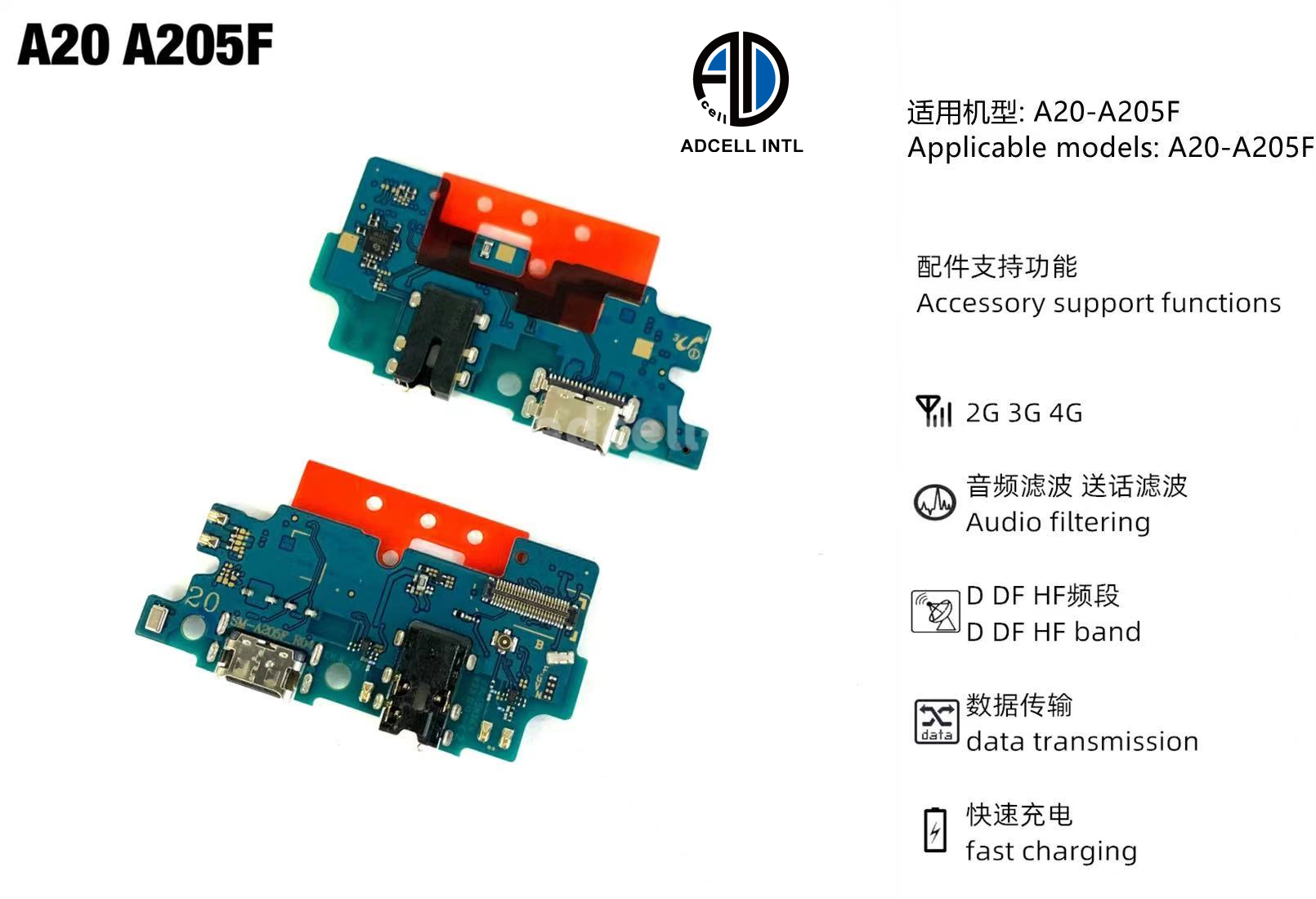 Flex Charging Port for Samsung A20 A205F Original