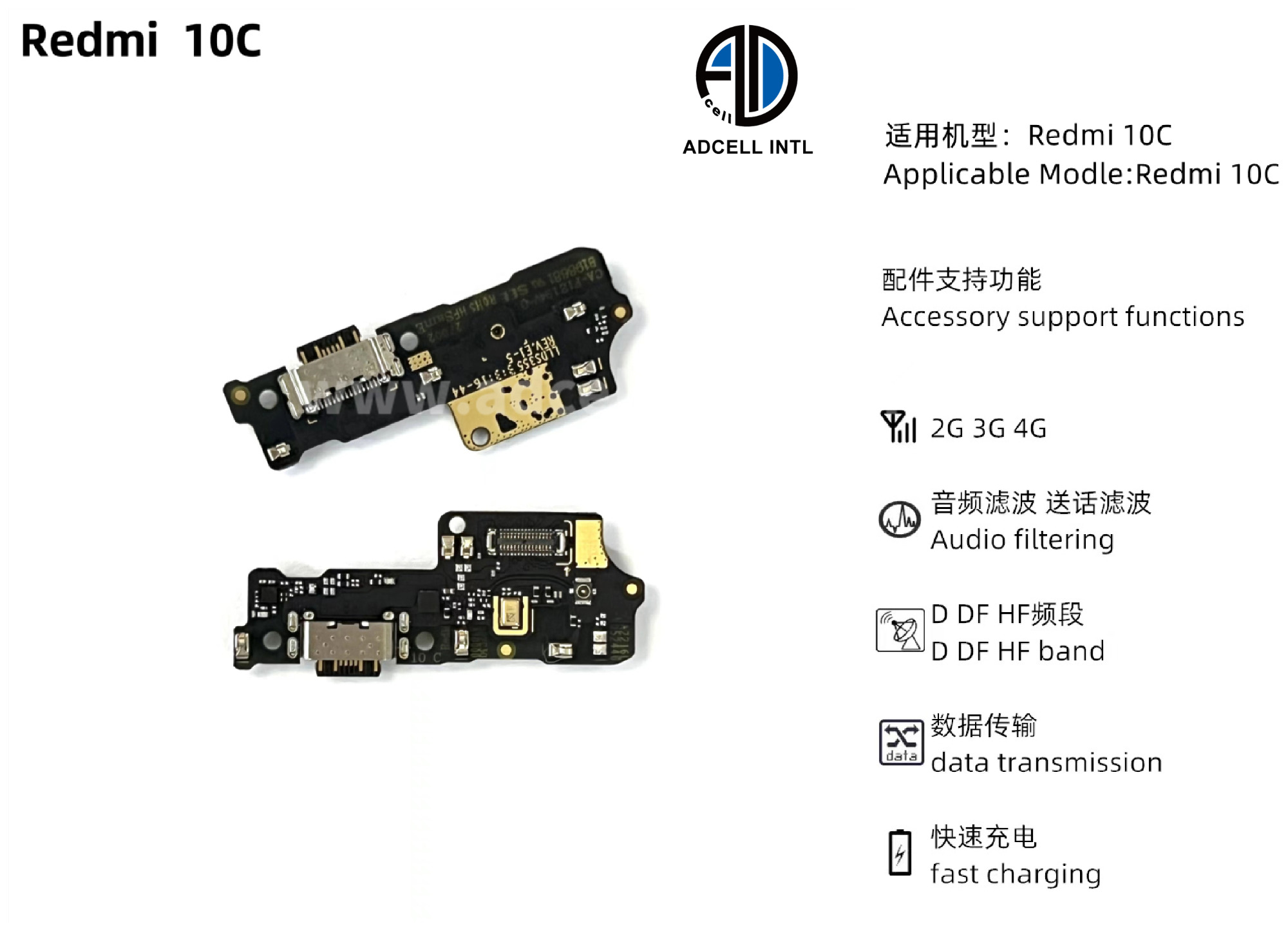 Flex Carga para Xiaomi Redmi 10C Original