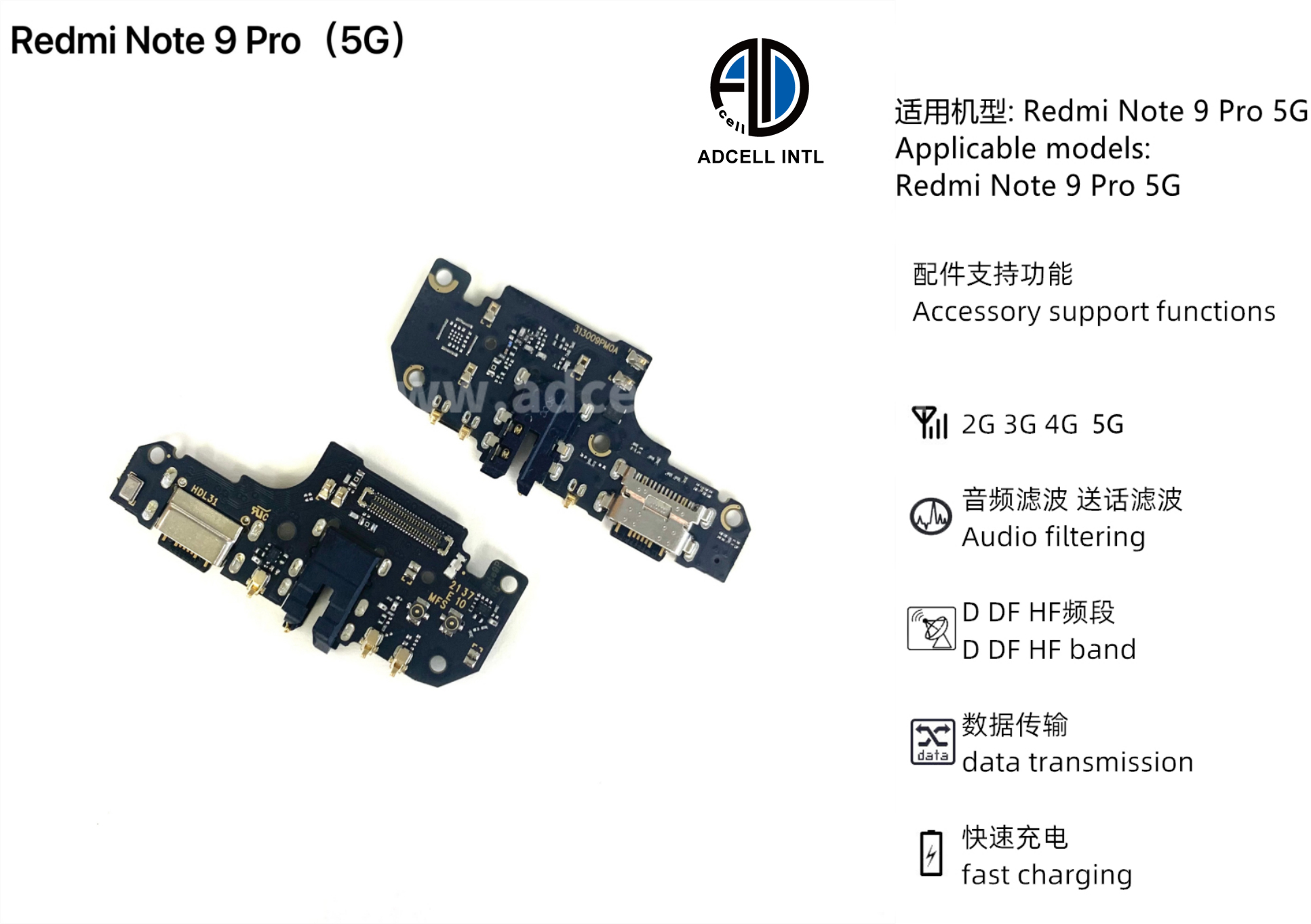 Flex Carga para Xiaomi Redmi Note 9 Pro 5G Original