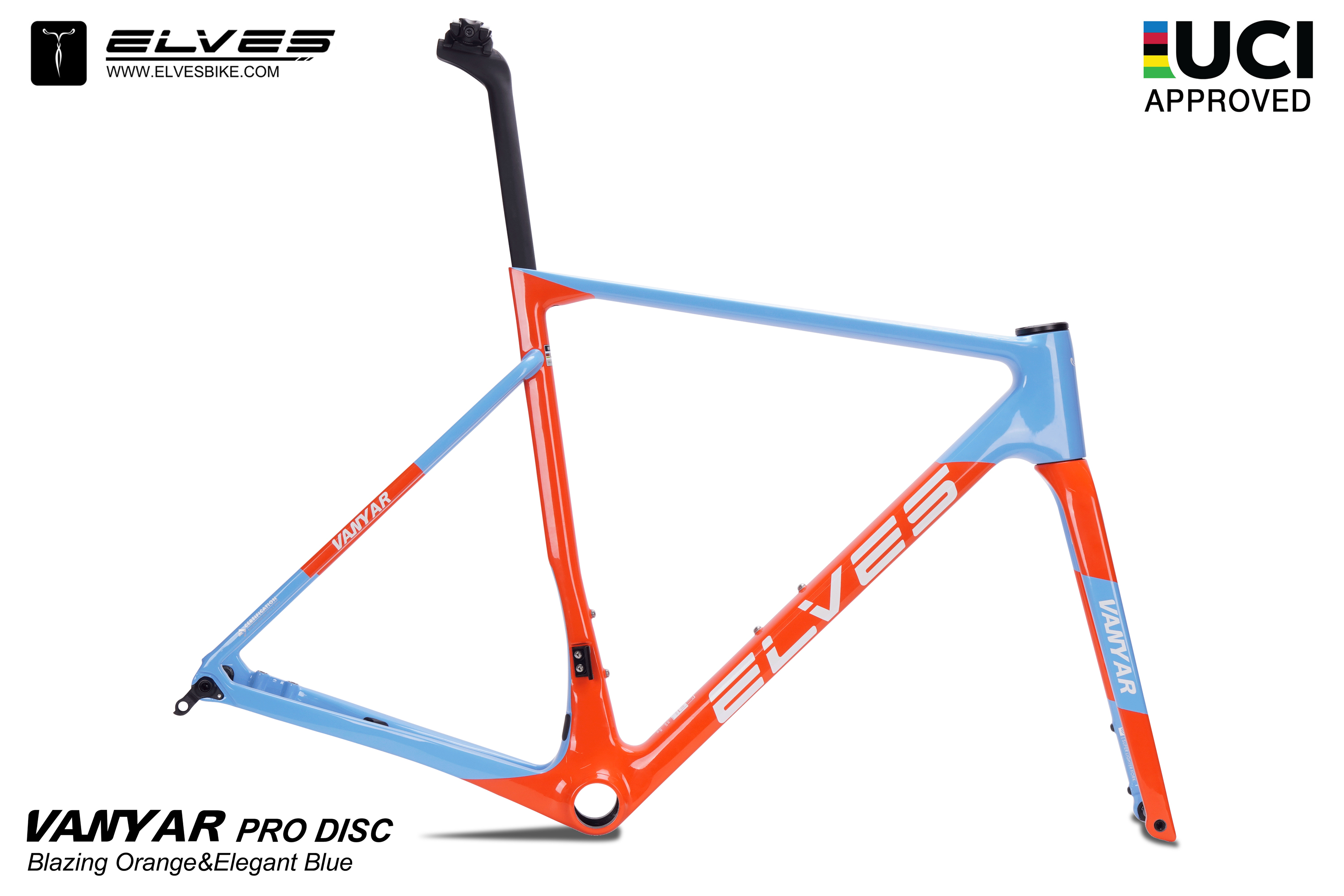 UCI Approved, ELVES Vanyar Pro Disc Road Framesets, Superlight Full Carbon  Disc Road Frame