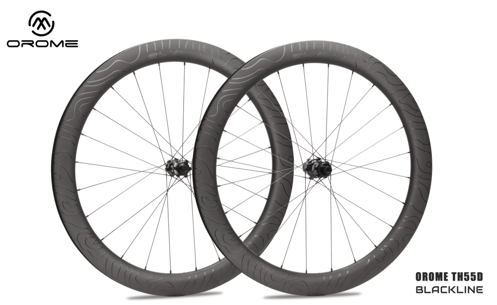 OROME VALAR TH55D BLACKLINE Carbon Road Disc Brake Wheelsets, Disc Brake Carbon Wheels. Superlight Carbon Disc Brake Wheelsets