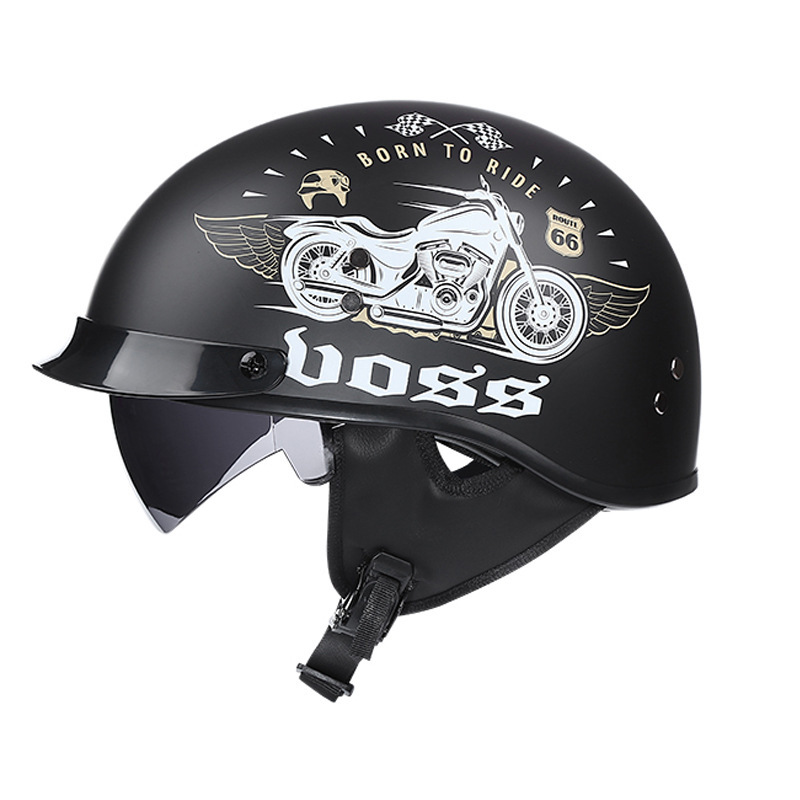 Electric Scooter Bicycle Safety Helmets Open Face Motorbike Motorcycle Helmet with Goggles Winter