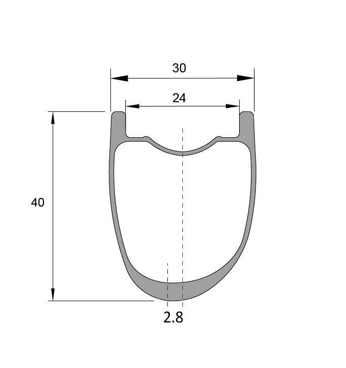 AR40X24 700c 40mm All Road Carbon Disc Rims Hookless