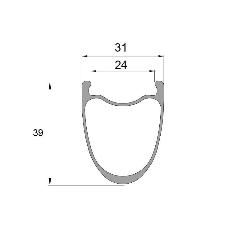 AR39X24C 700c 39mm All Road Disc Carbon Rims Clincher