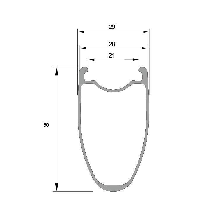 RD50X21 50mm Clincher Road Disc Carbon Rims Tubeless Ready