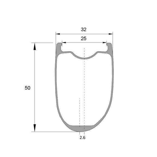 AR50X25C 700c 50mm Clincher All Road Disc Carbon Rims