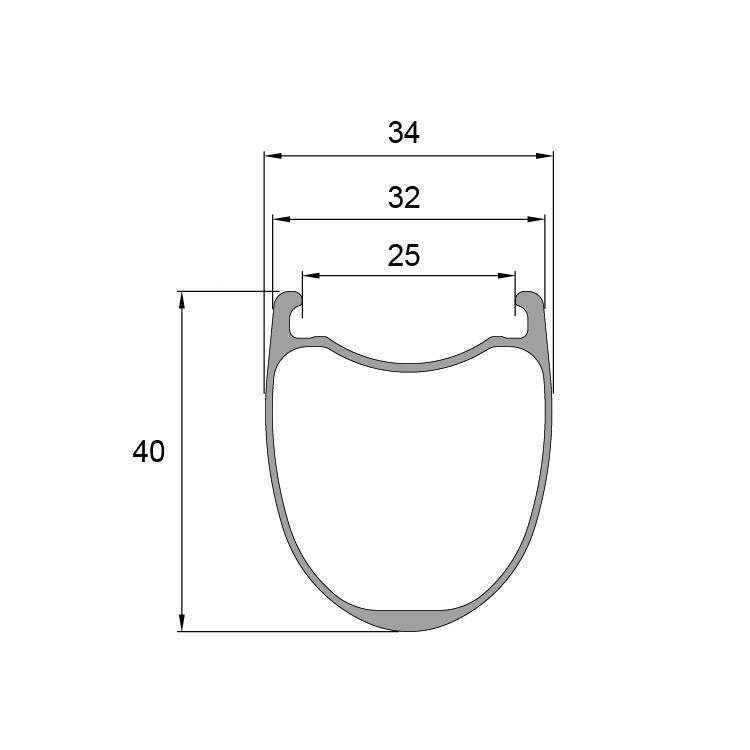 AR40X25S 700c 40mm Gravel Carbon Disc Rims