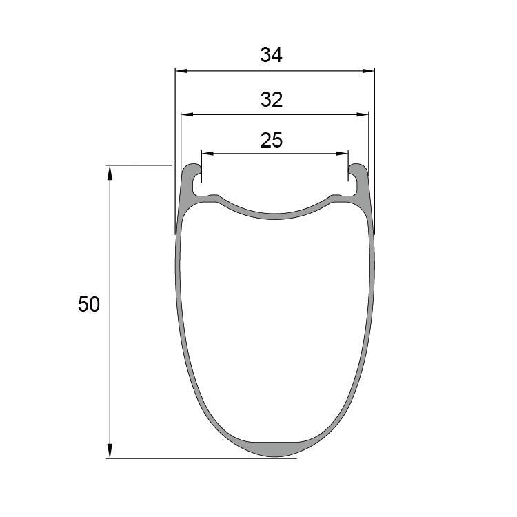 AR50X25S 700c 50mm Gravel Carbon Disc Rims