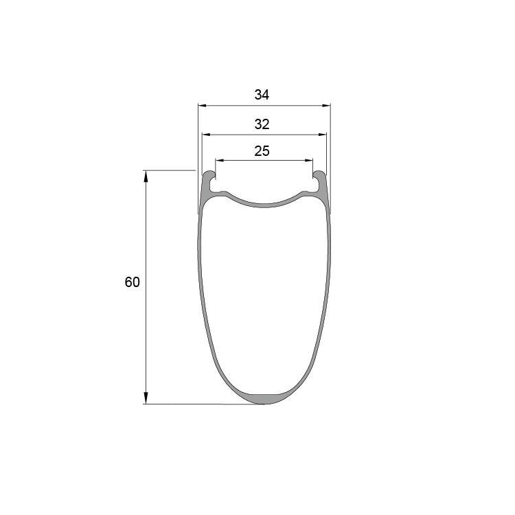 AR60X25S 700c 60mm Gravel Carbon Disc Rims